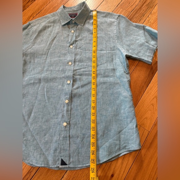 UNTUCKit Shirt Men’s Size M Light Blue 100% Linen Button Up Short Sleeve Shirt - Picture 9 of 11